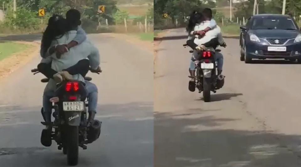 ಚಲಿಸುತ್ತಿರುವ ಬೈಕ್ ನಲ್ಲಿ ಪ್ರೇಮಿಗಳ ಲಿಪ್ ಲಾಕ್ | ಅಪಾಯ ಮೈಮೇಲೆ ಎಳೆದುಕೊಂಡ ಫೋಟೋ ವೈರಲ್!