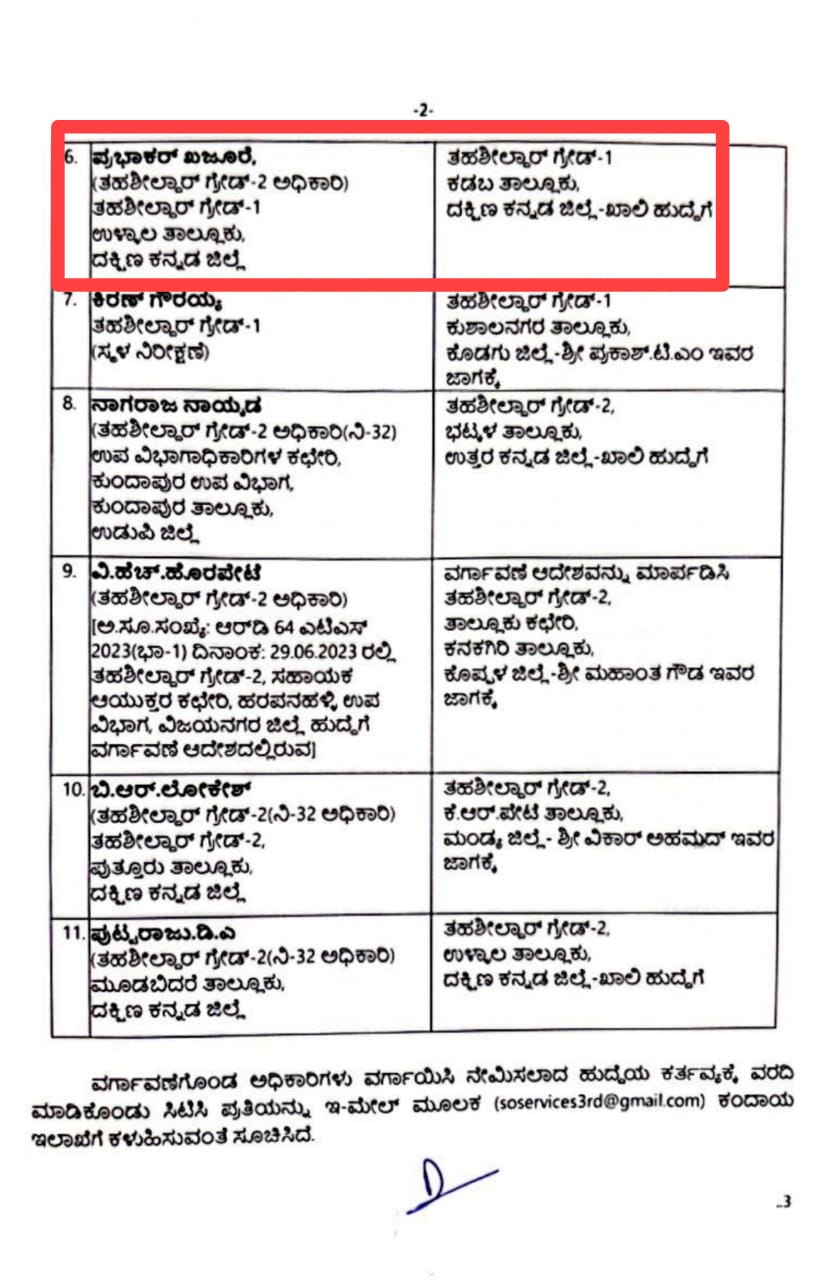 ಕಡಬ:ನೂತನ ತಹಶೀಲ್ದಾರ್ ಆಗಿ ಪ್ರಭಾಕರ್ ಖಜೂರೆ