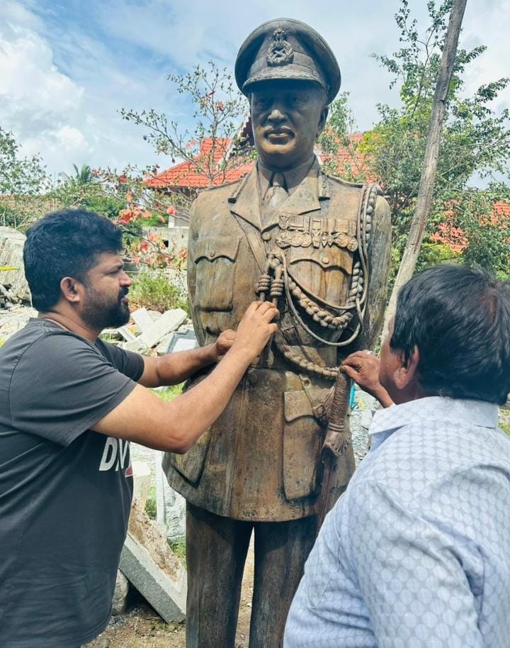ದುರಸ್ತಿ ಆಗುತ್ತಿರುವ ಜನರಲ್ ತಿಮ್ಮಯ್ಯ ಪ್ರತಿಮೆ ಪರಿಶೀಲಿಸಿದ ಸಂಸದ ಪ್ರತಾಪ್ ಸಿಂಹ