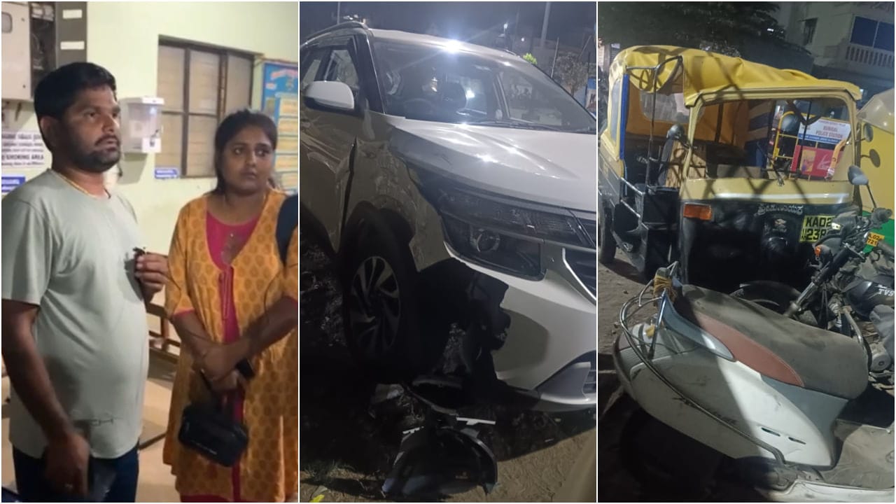ತುಮಕೂರಿನಲ್ಲಿ ತುಕಾಲಿ ಸಂತೋಷ್​ ಕಾರು ಅಪಘಾತ: ಆಟೋ ಜಖಂ