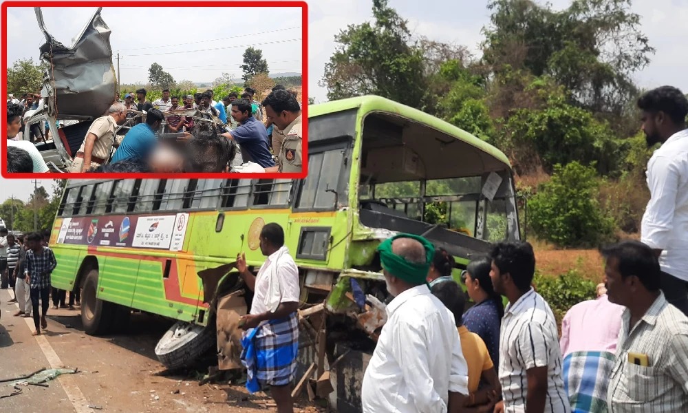 ದಾವಣಗೆರೆ: ಕೆಎಸ್‌ಆರ್‌ಟಿಸಿ ಬಸ್, ಓಮ್ನಿ ಕಾರು ಮುಖಾಮುಖಿ|ಮೂವರು ಮೃತ್ಯು
