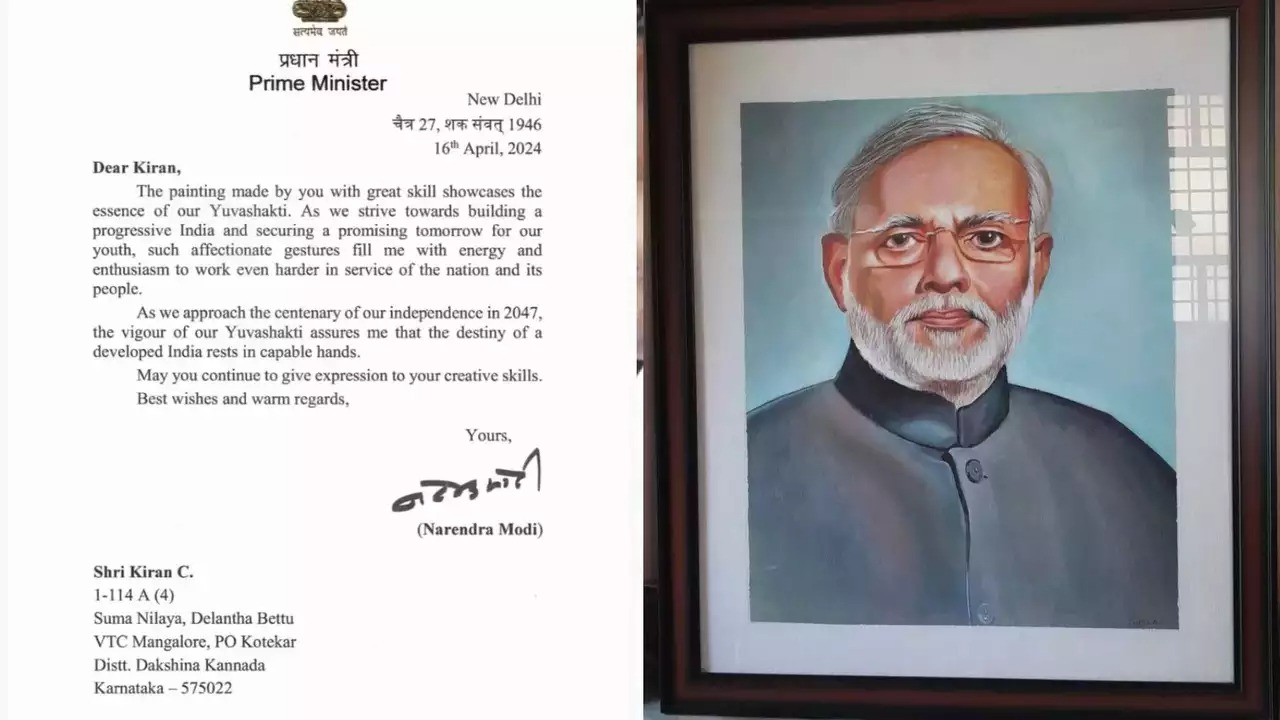 ಕರಾವಳಿಯ ಕಲಾವಿದ ಕಿರಣ್ ಸಿ. ಅವರಿಗೆ ಪ್ರಧಾನಿ ಮೋದಿ ಕಚೇರಿಯಿಂದ ಕರೆ, ಮೆಚ್ಚುಗೆ ಪತ್ರ