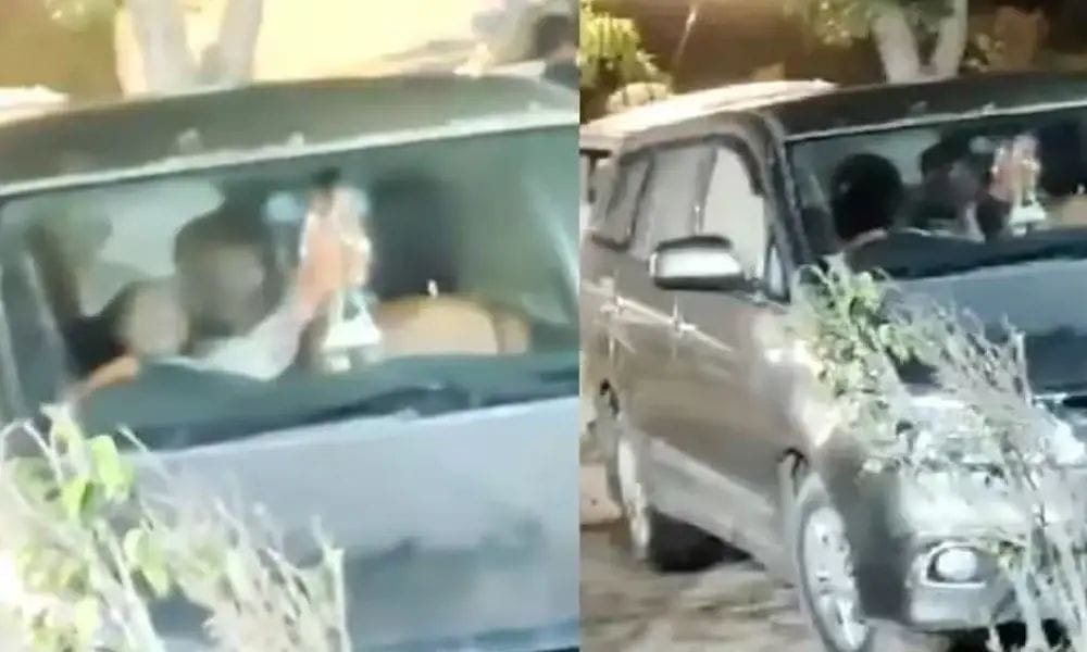 ಜನನಿಬಿಡ ಪ್ರದೇಶದಲ್ಲಿ ಇಬ್ಬರು ಮಹಿಳೆಯರ ಜೊತೆ ಕಾರೊಳಗೆ ಯುವಕನ ಸರಸ