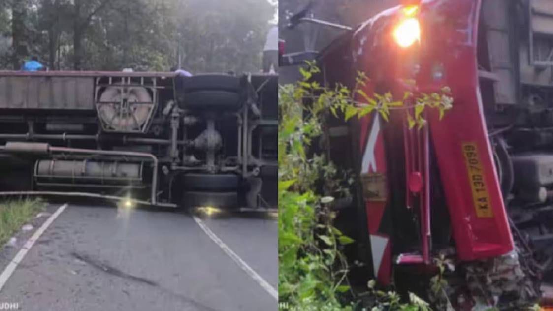 ಶಬರಿಮಲೆ ಯಾತ್ರೆ ಮುಗಿಸಿ ಮರಳುತ್ತಿದ್ದ ಬಸ್ ಪಲ್ಟಿ| ಕರ್ನಾಟಕದ ಹಲವರಿಗೆ ಗಾಯ